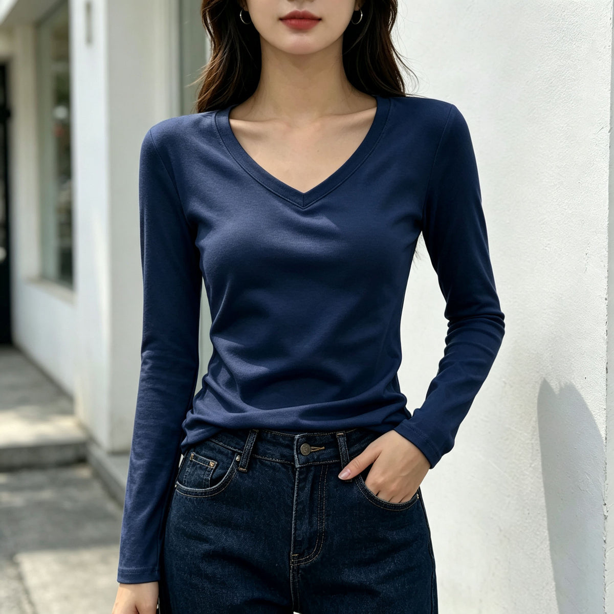 Women's Shoulder Spring Inner Wear Long Sleeve Tops
