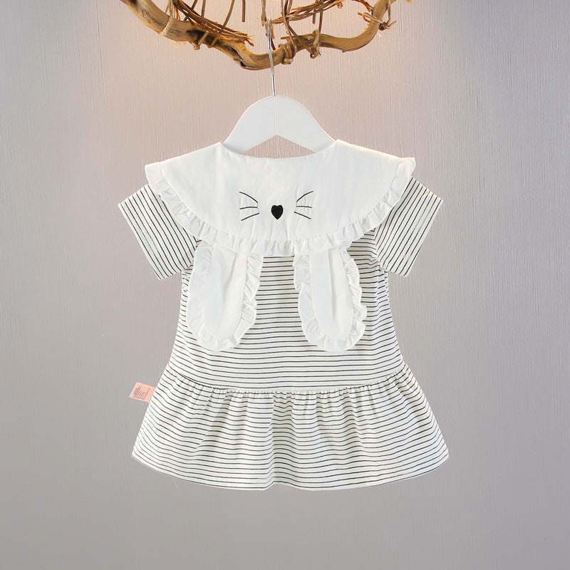 Women's Summer Striped Short-sleeved Little Princess Thin Children's Dress