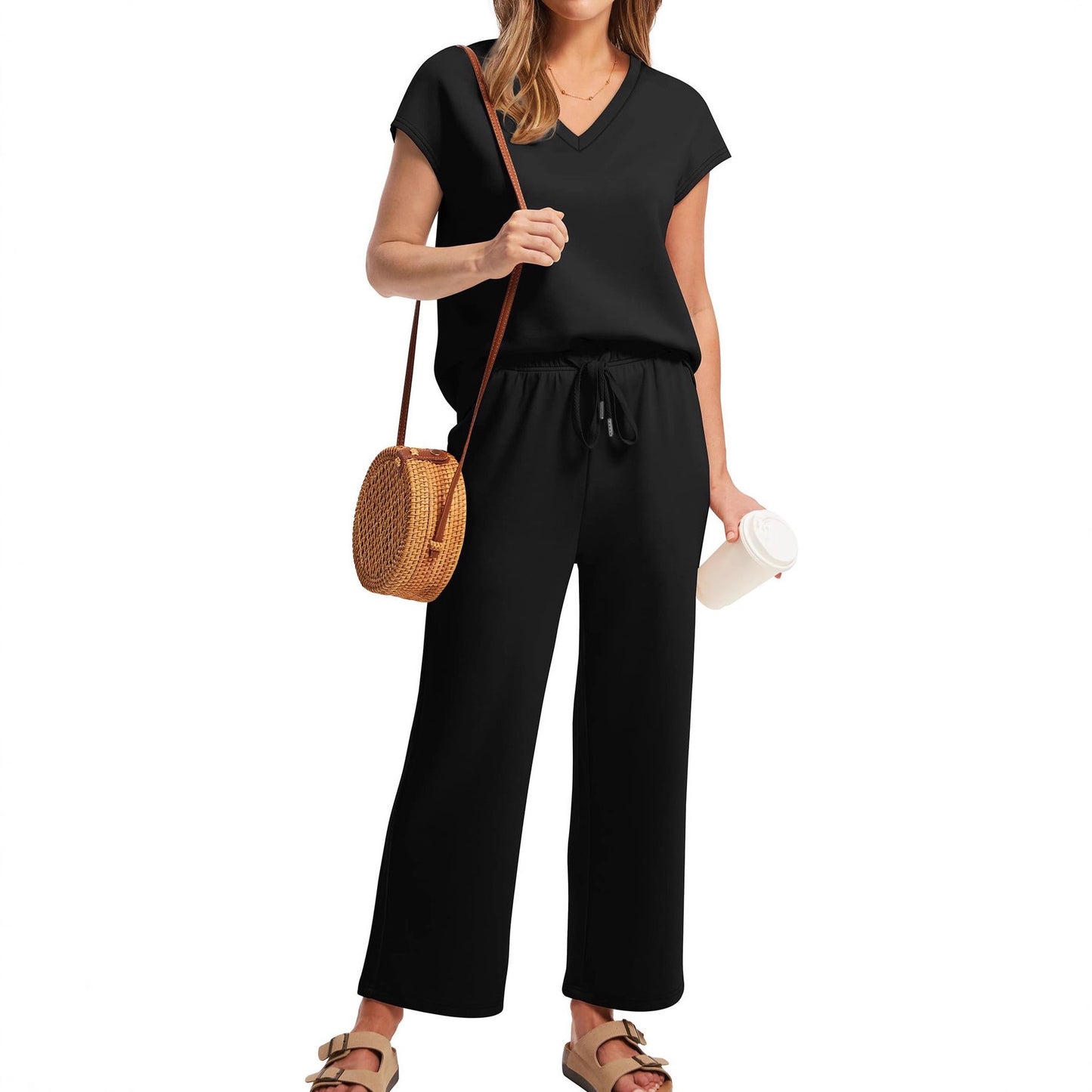 Women's Loose Batwing Sleeve Two Pieces Suits
