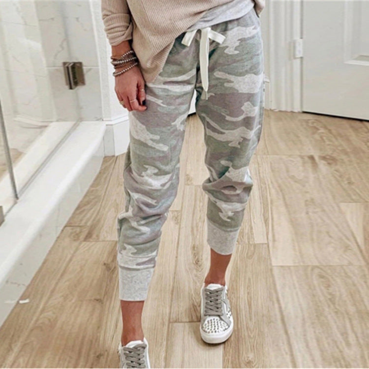 Fashion Women's Camouflage Printed Drawstring Jogging Pants