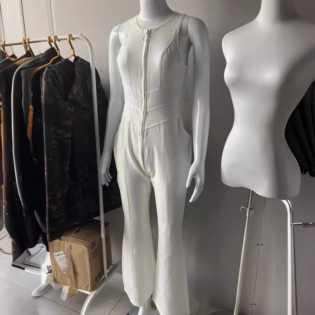 Women's Sleeveless Fashion Street Retro Style High Jumpsuits
