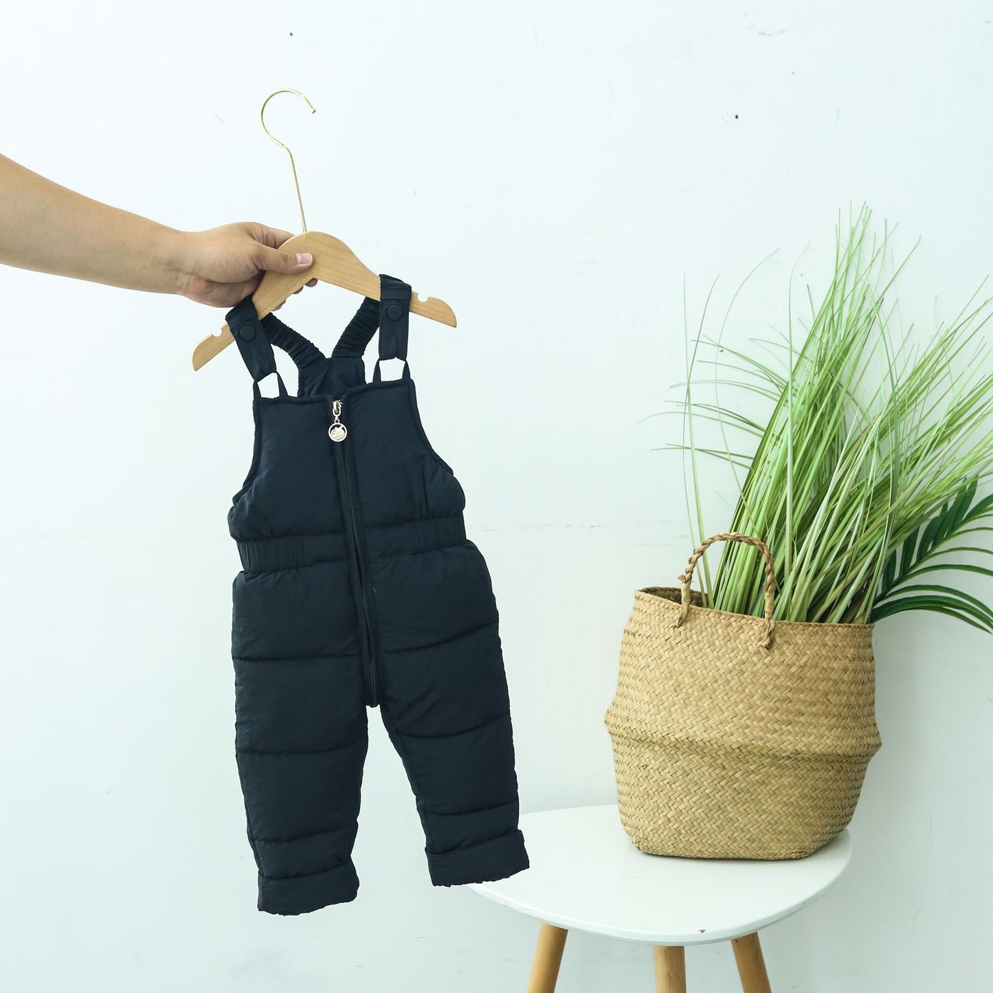 Children's Korean Style Down Cotton Suspender Outer Wear One-piece Clothes Children's Pants