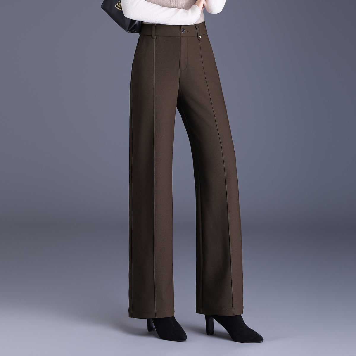 Women's Narrow Mother's Loose High Waist Straight Casual Pants
