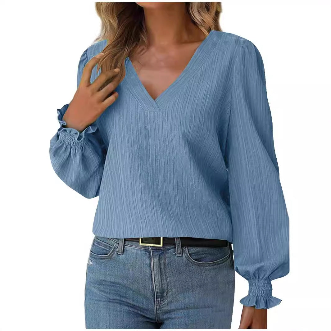 Women's Autumn Minimalist Long Sleeve Solid Color Blouse