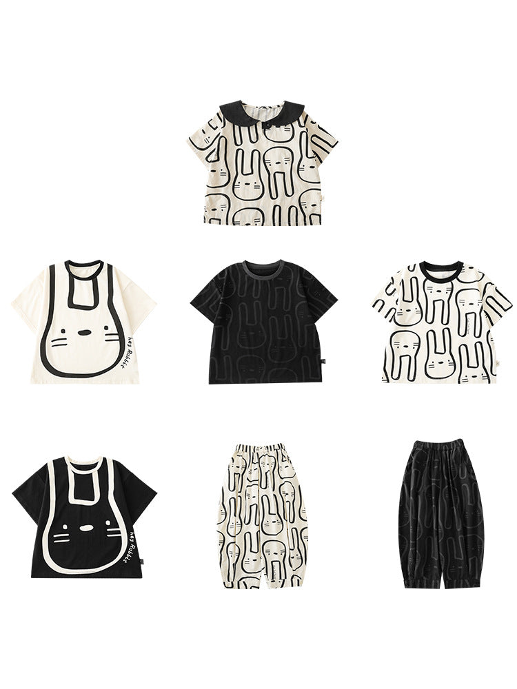 Children's Turn-down Doll Collar Summer Thin Top Children's T-shirt
