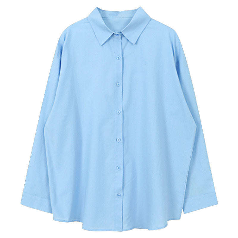 Women's Long Sleeve Shirt Cotton Loose Collar Design Sense Niche French Blouse