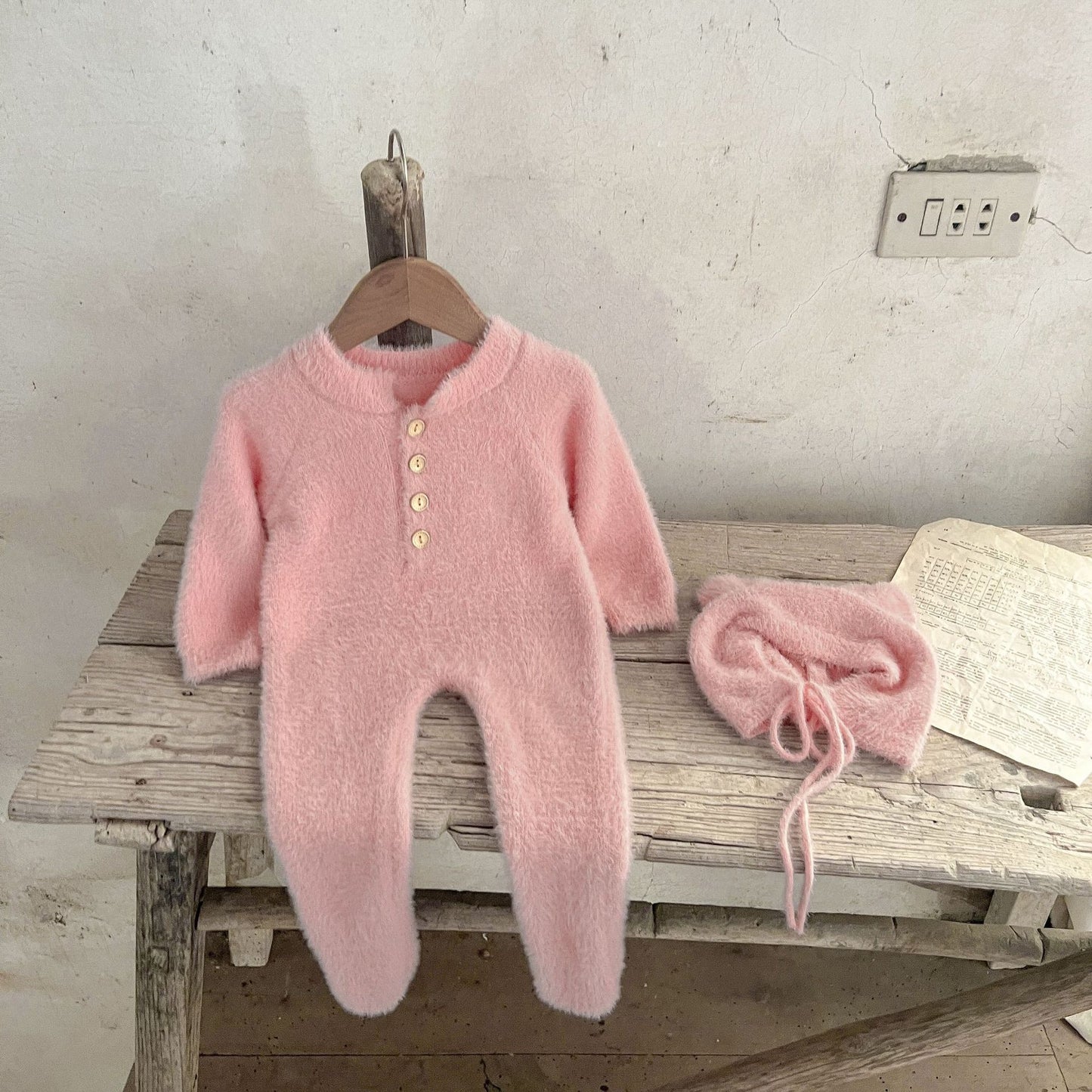 Winter Jumpsuit Days Clothes Mink Fur Cute Bear Bag Foot Jumpsuit, Climbing Suit