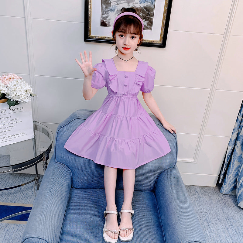 Children's Summer Shirt Skirt Fashionable Holiday Cotton Children's Dress