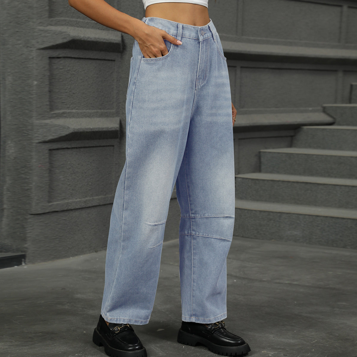 Attractive Women's Washed Loose Harem Cropped Jeans