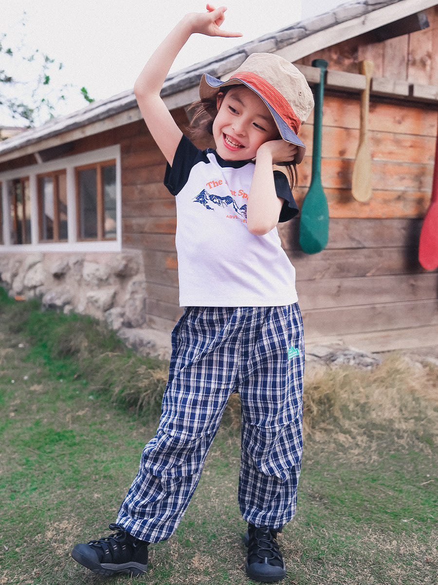 Children's Summer Lightweight Breathable Plaid Trousers Air Children's Pants
