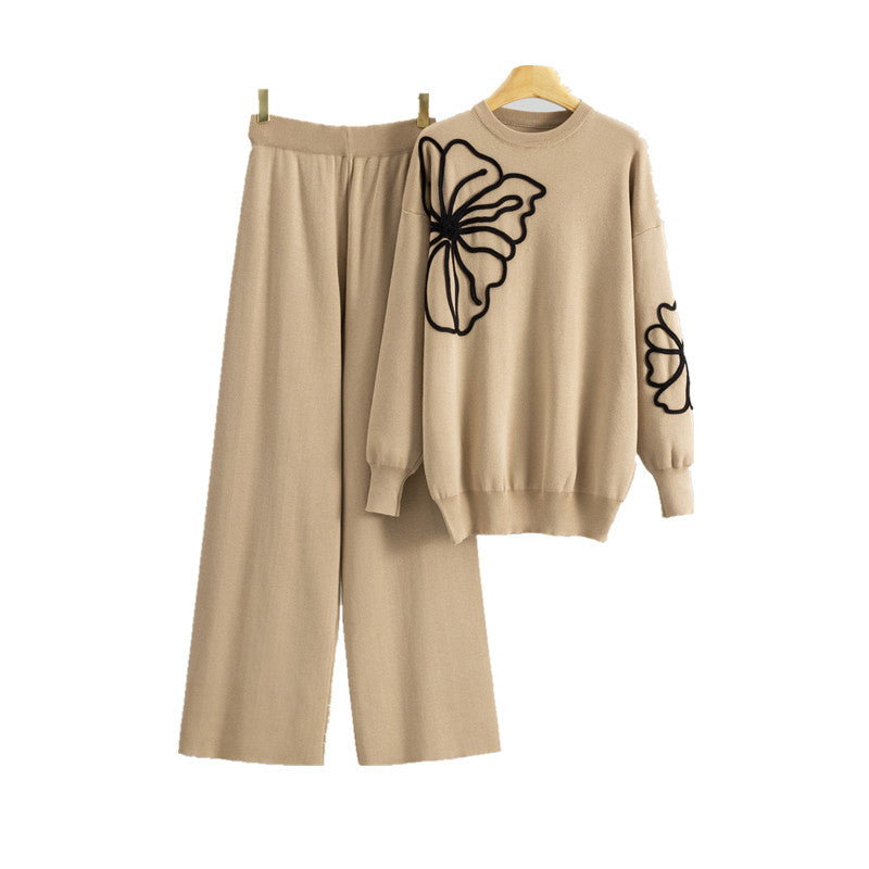 Women's Fashionable Temperament Classic Style Knitting Long-sleeved Flower Sweaters