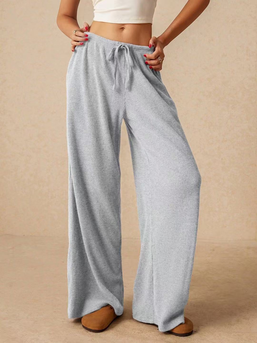 Women's Solid Color Mop Wide Leg High Waist Slimming For More Pants