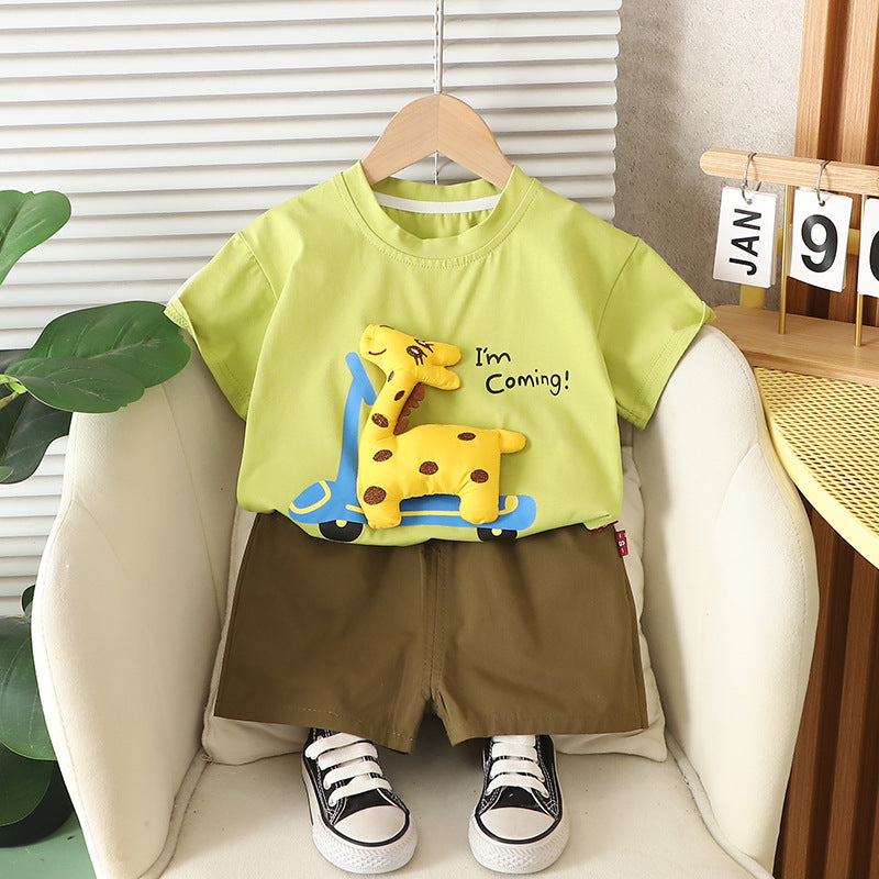 Children's Short-sleeved T-shirt Summer Clothing Shorts Clothes Children's Suit