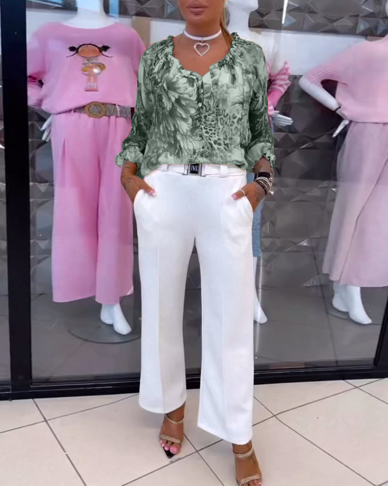 New Women's Summer Printed Casual Fashion Lace Shirt, Chiffon Shirt