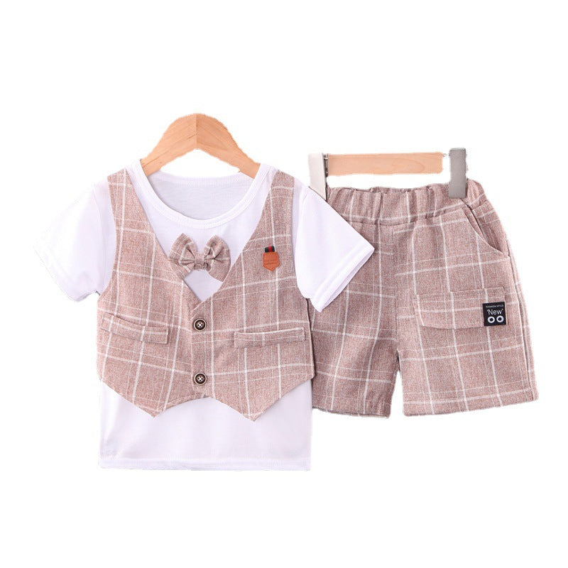 Children's Summer Short Sleeve Korean Style Fashion Dress Handsome Casual Children's Suit