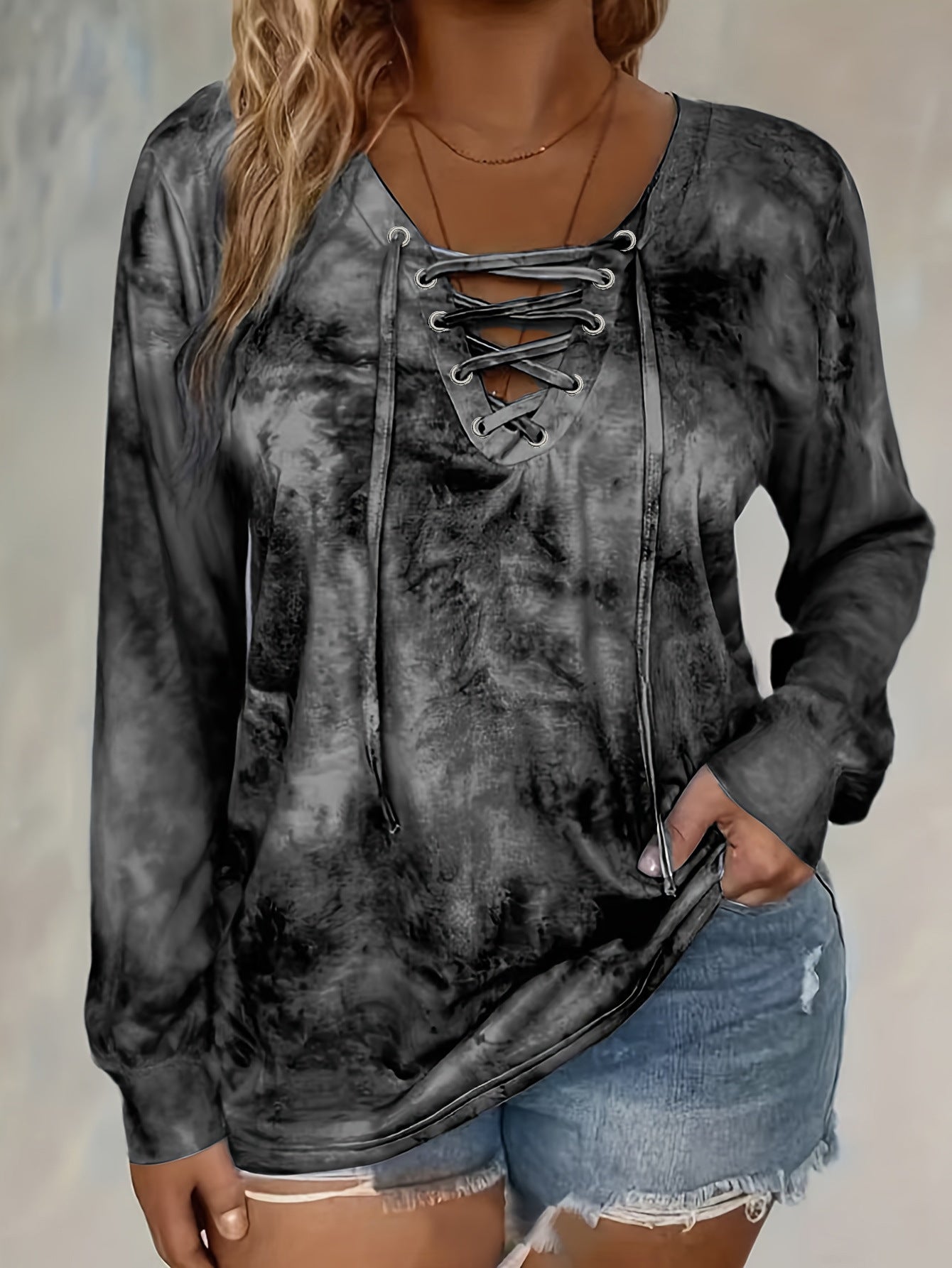 Women's Spring Printing Casual Long Sleeve Elegant Large Size T-shirt