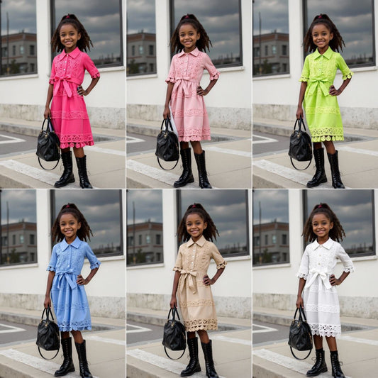 Autumn Lace Sleeve Skirt Fashion Princess Children's Dress