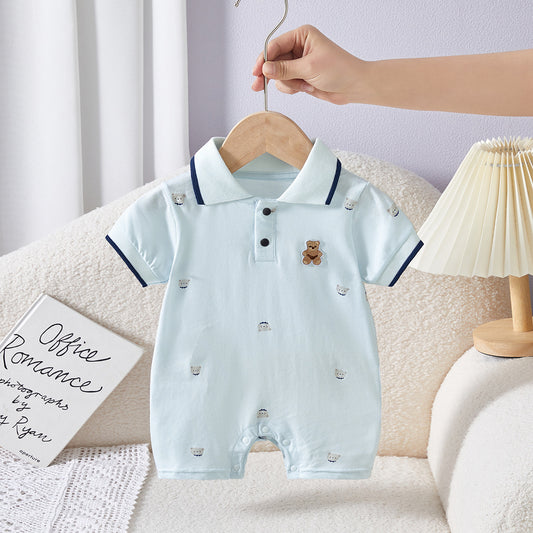 Jumpsuit Summer Short Sleeve Boy's Rompers Handsome Little Gentleman Romper Jumpsuit, Climbing Suit