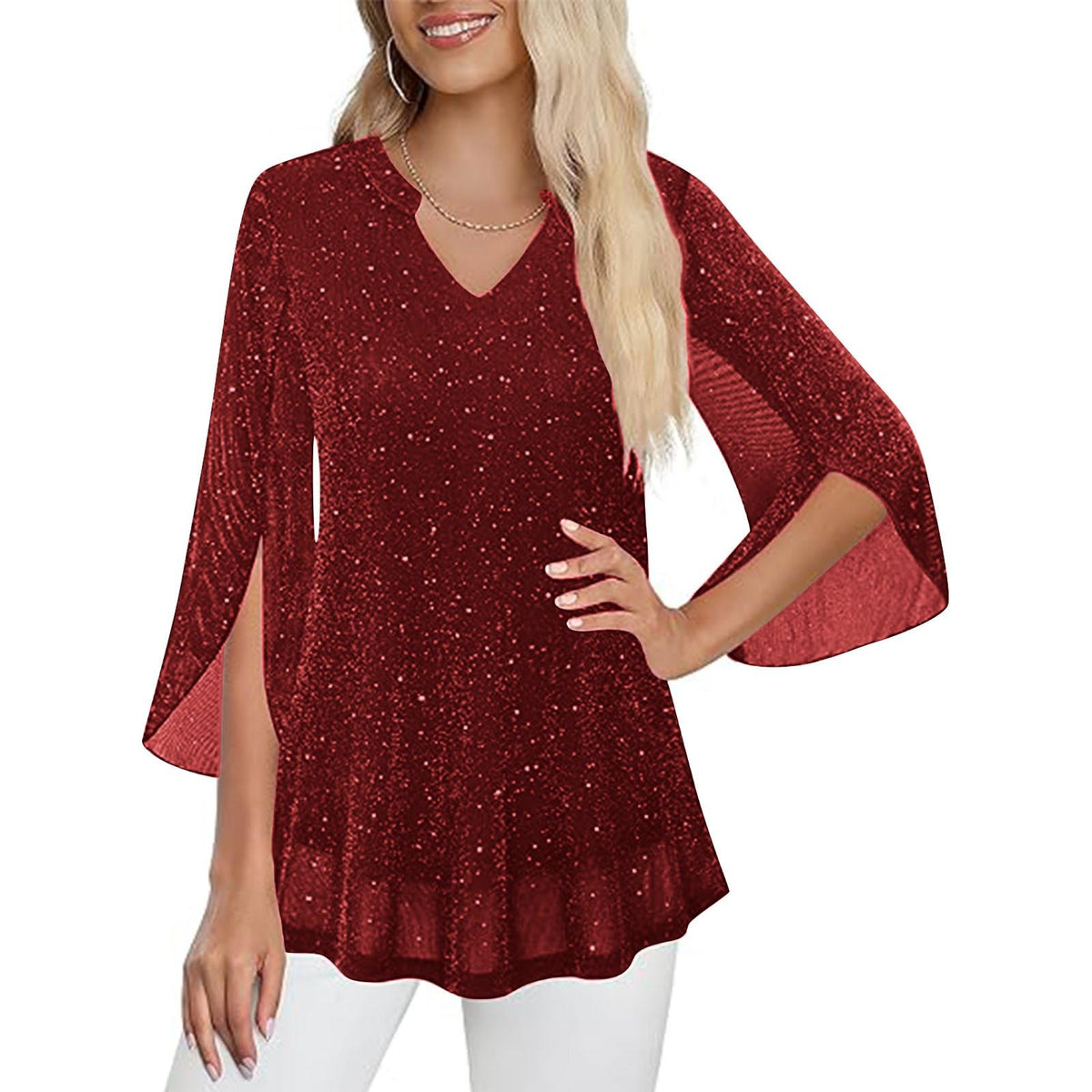 Women's Layer Sier String Mesh Summer Flare Tops