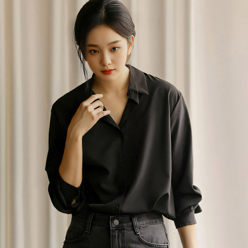 Women's Long-sleeved Shirt Korean Loose White Collar Blouse