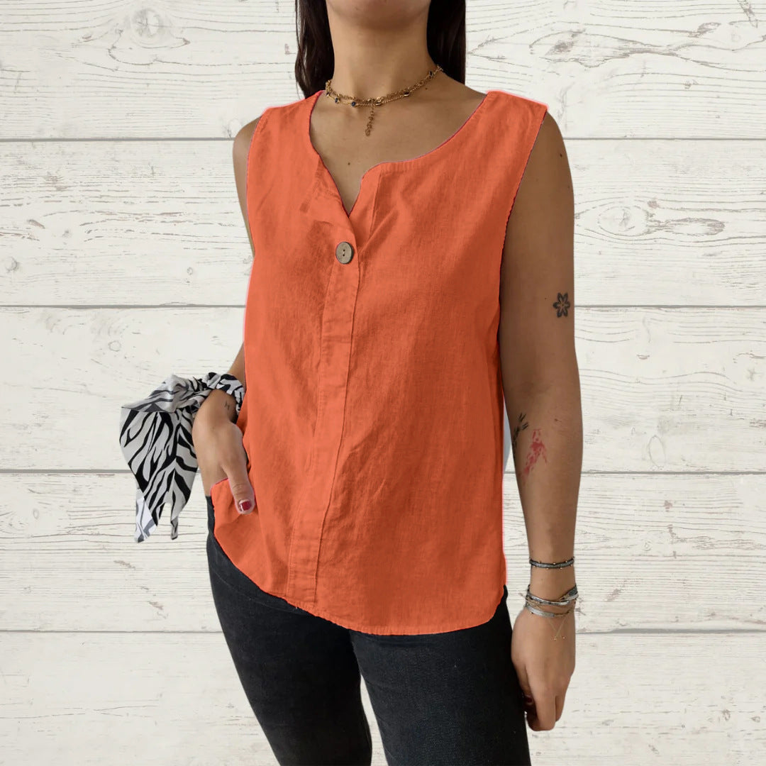 Women's Summer Loose Shirt Cotton Linen Button Small Vest/suspenders/tube Top