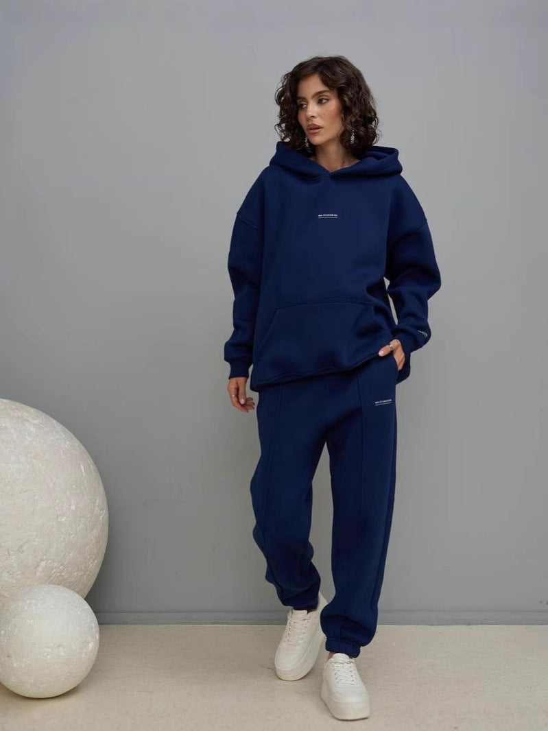 Durable Hooded Printed High Sports Trousers Sweaters