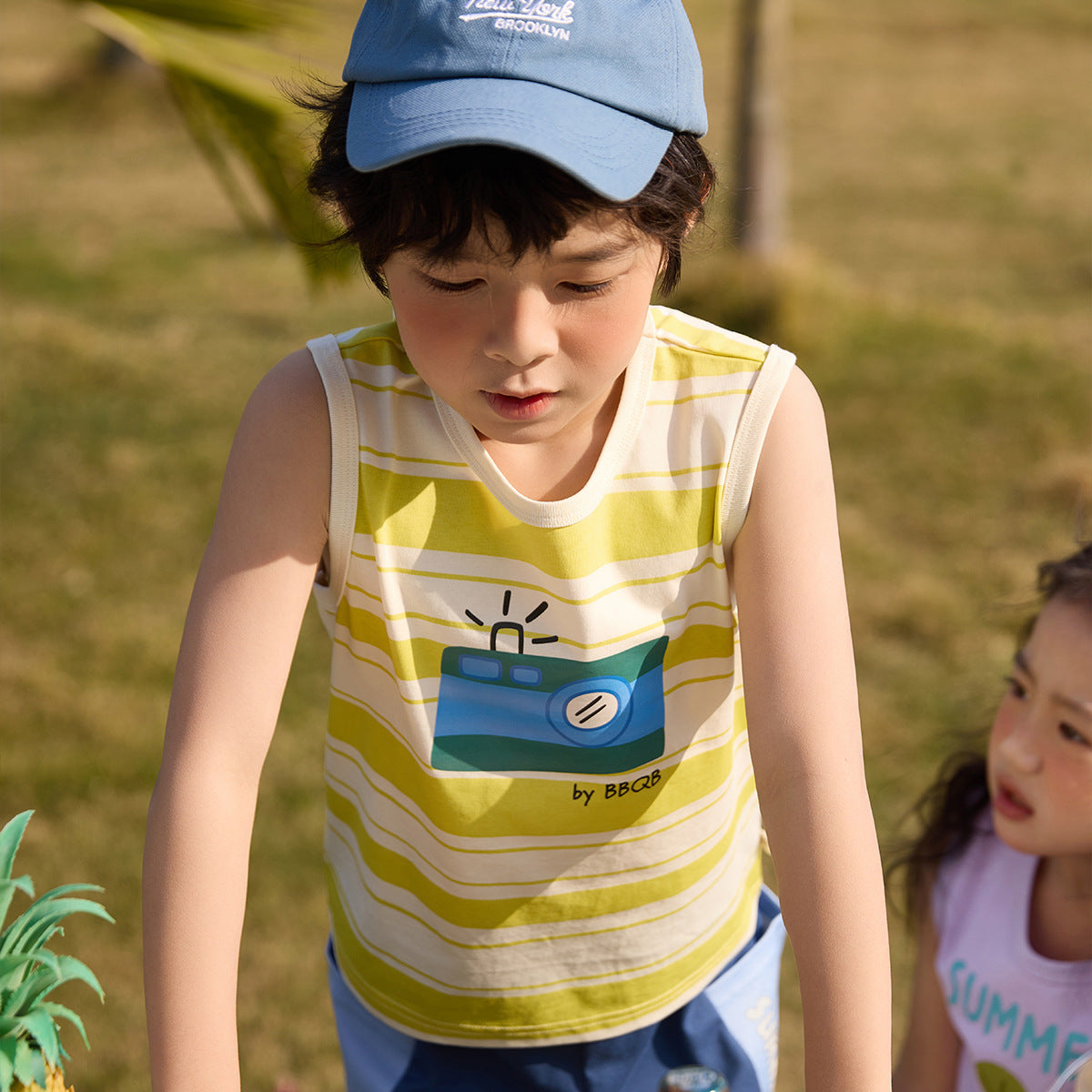 Children's Summer Vest Cool Sleeveless Top Round Neck Cartoon Children's T-shirt