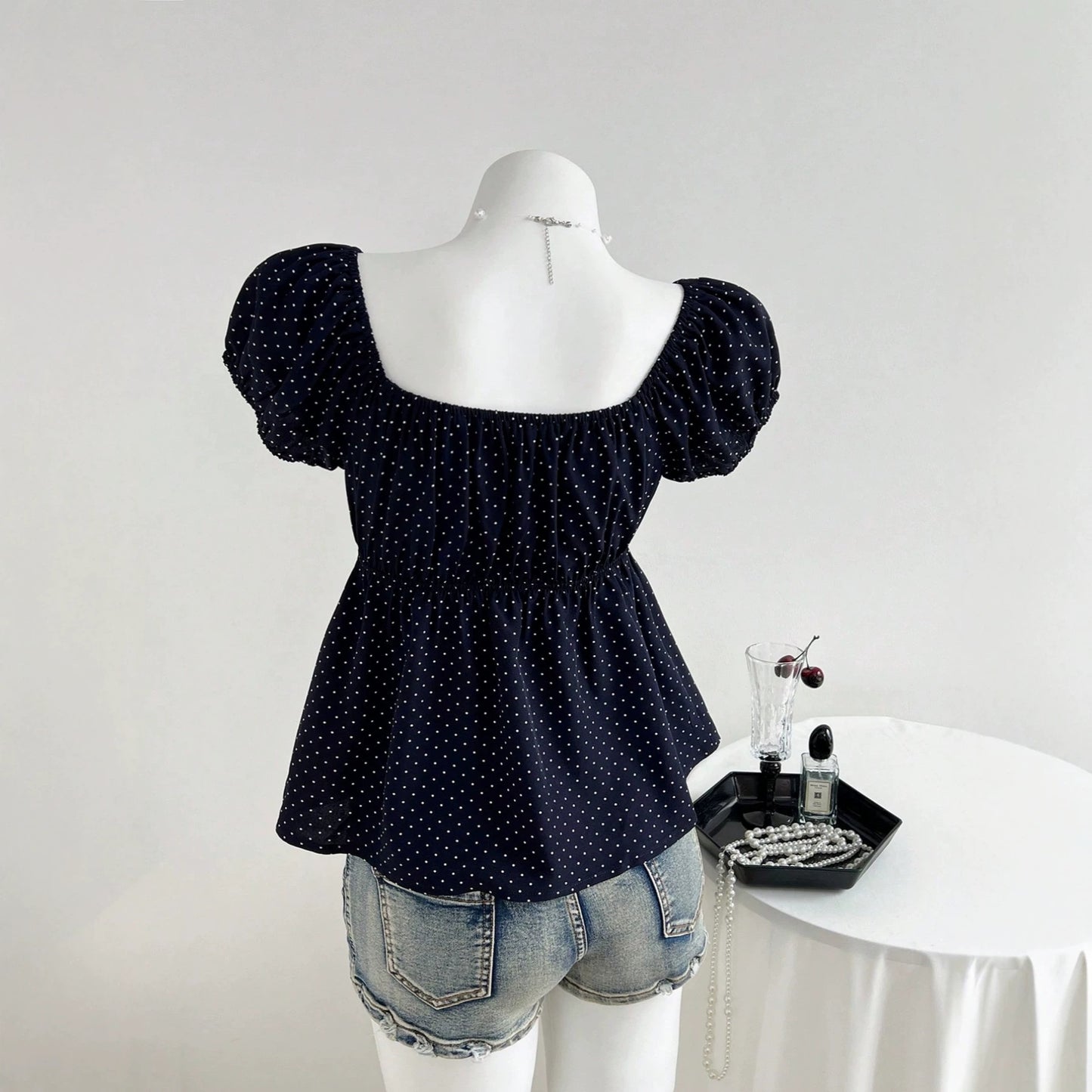 Summer Floral Edge Polka Dot Swing Fashionable Skirts