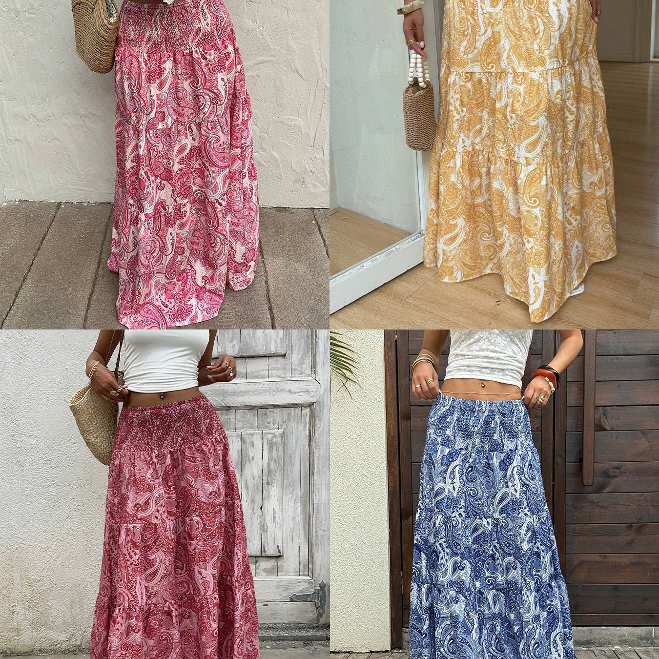 Women's Floral Loose Dress Summer Mid-length Temperament Skirts