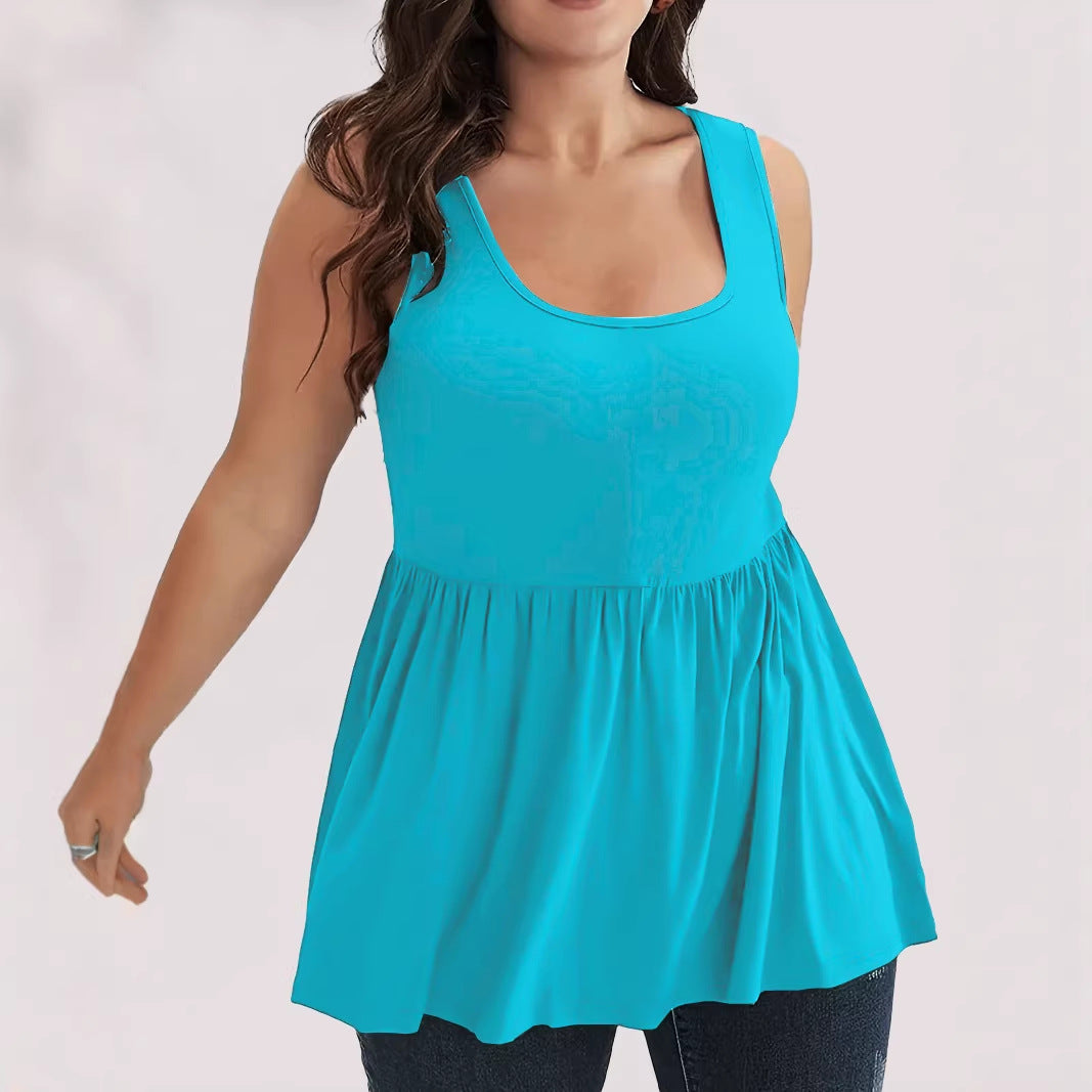 Women's Casual Solid Color Stitching Sleeveless Tops