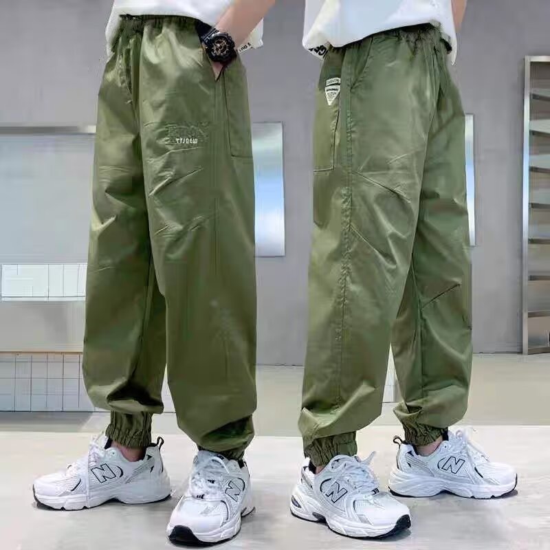 Cotton For Middle Big Thin Trousers Korean Style Handsome Anti Children's Pants