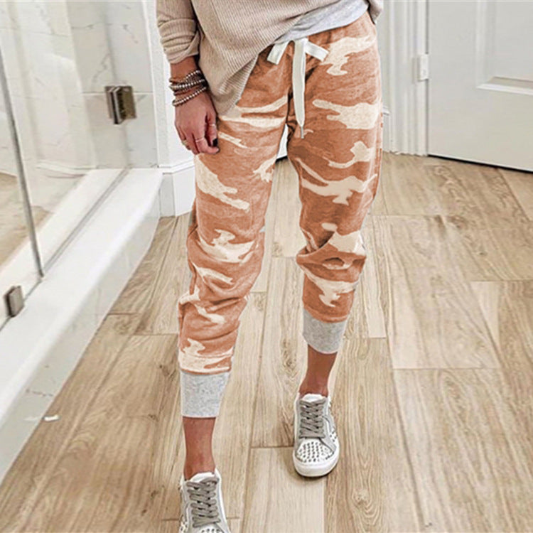 Fashion Women's Camouflage Printed Drawstring Jogging Pants