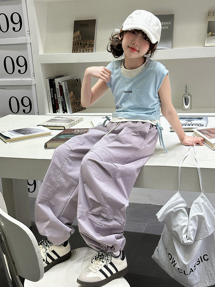 Children's Western Style Overalls Medium Big Casual Trousers Children's Pants