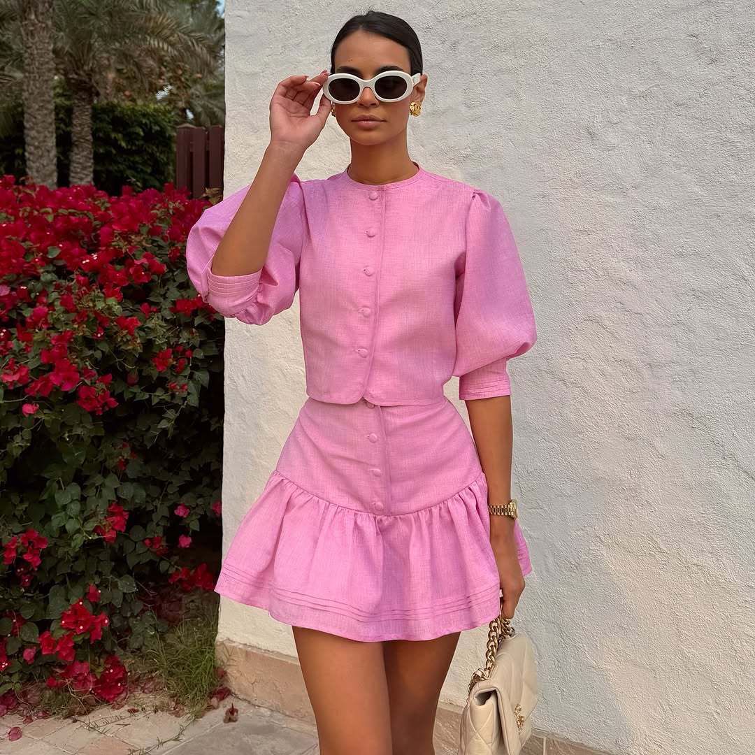 Women's Fresh Retro Cotton Linen Set Sweet Style Fashion Casual Suit