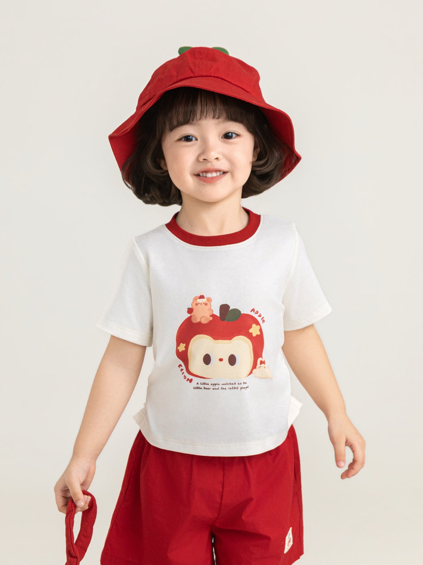 Children's Neck Contrast Color Cartoon Short Sleeve Cute Children's T-shirt