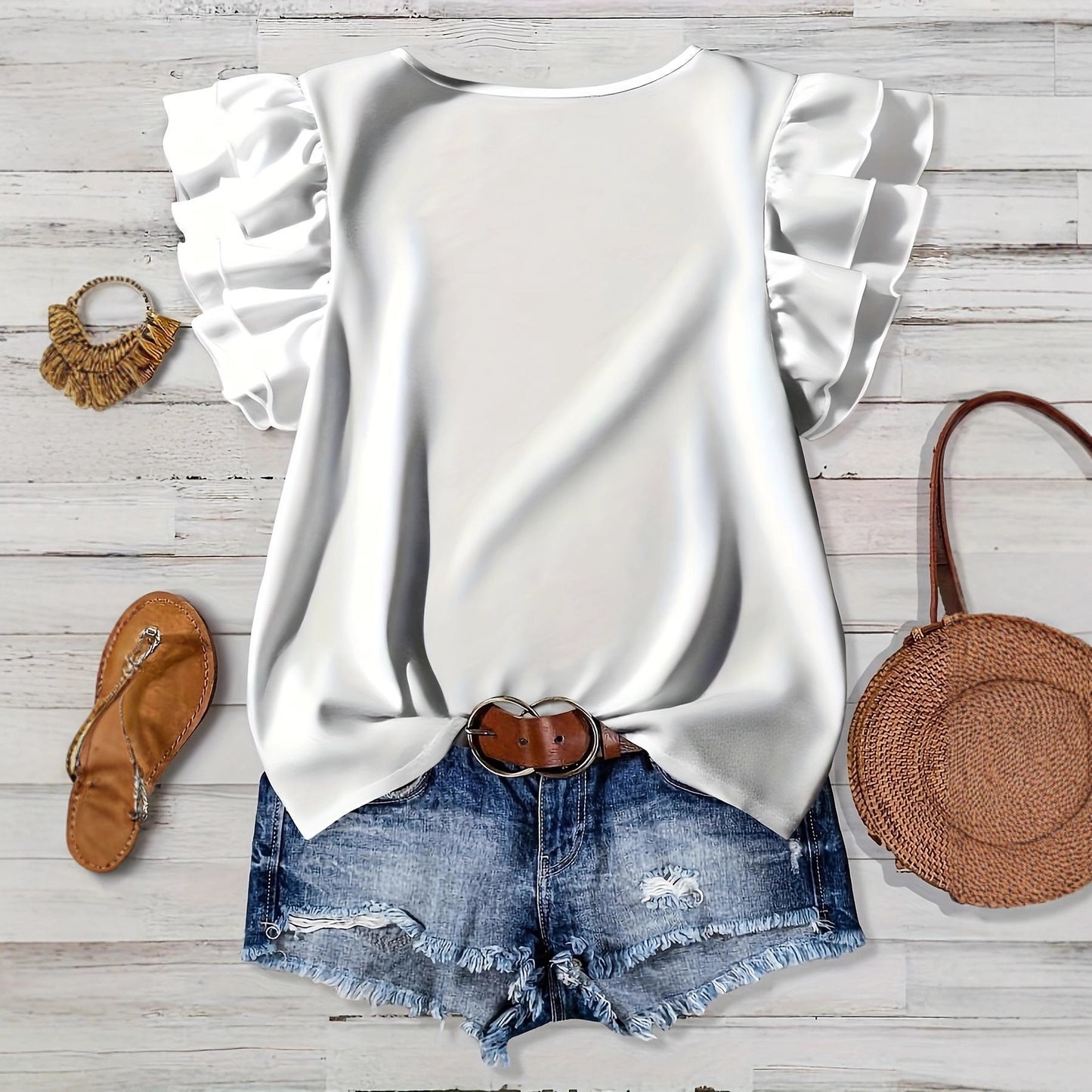 Summer Casual Fashion Floral Printed Round Large Size T-shirt