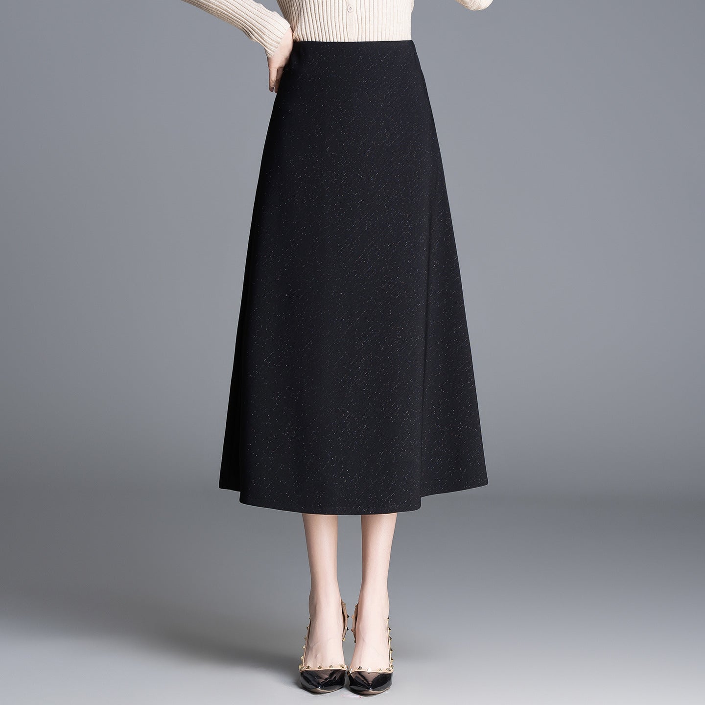 Starry Sky Spring Mid-length High Waist Large A- Line Big Skirt