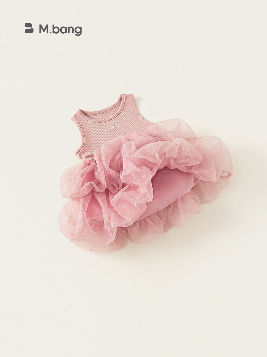 Children's Western Style Sleeveless Gown Simple Letter Skirt Performance Wear Children's Dress