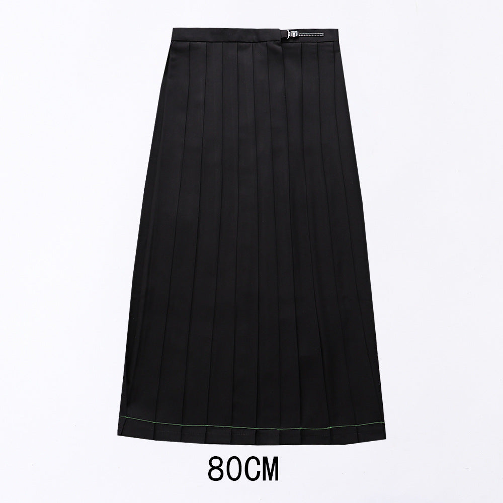 Pleated Orthodox Solid Color High Waist Skirt