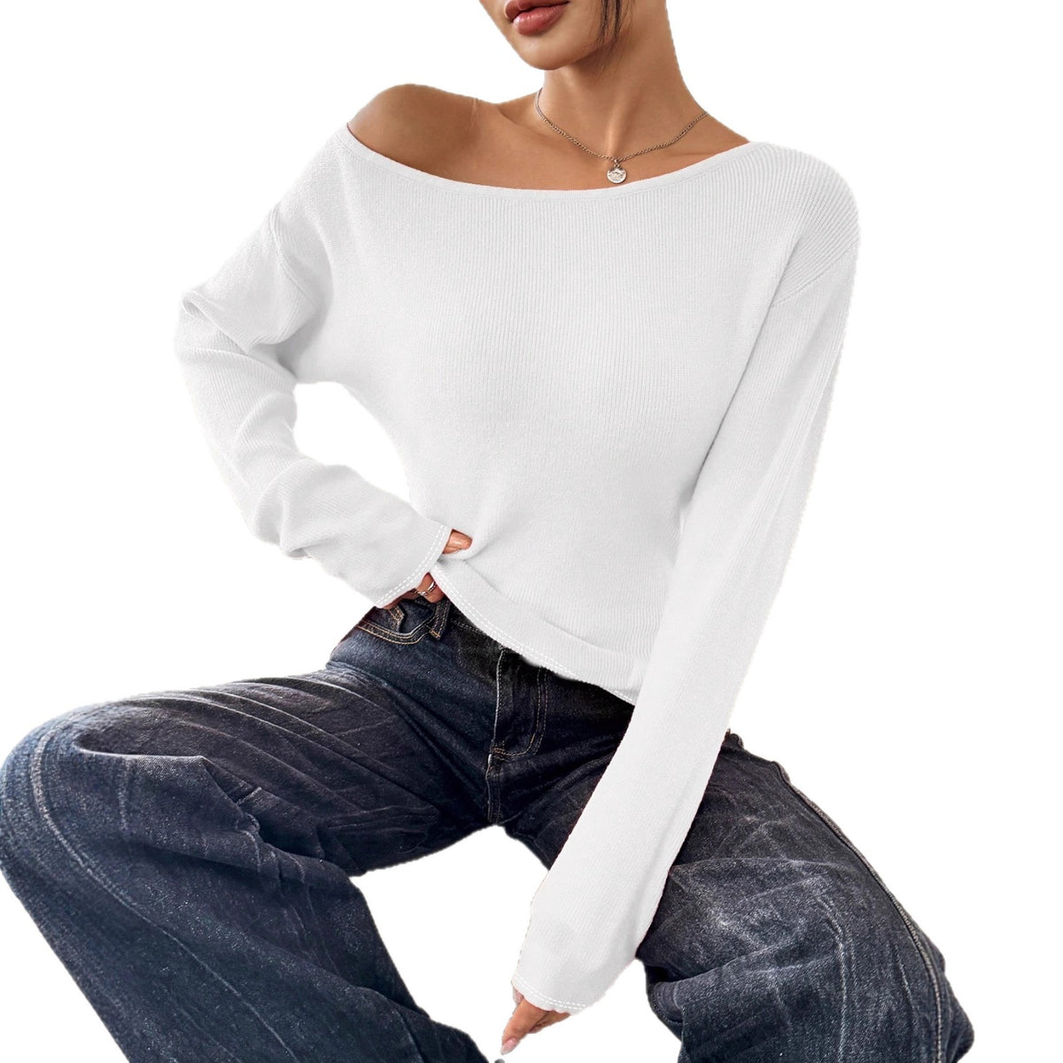 Women's Solid Color Long Sleeve Elegant Commuter Women's T-shirt