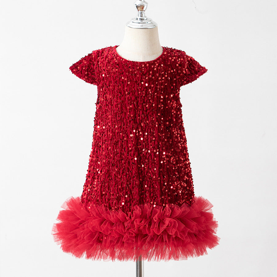 Children's Leaf Clothing Sequins Vest Skirt Autumn Children's Dress