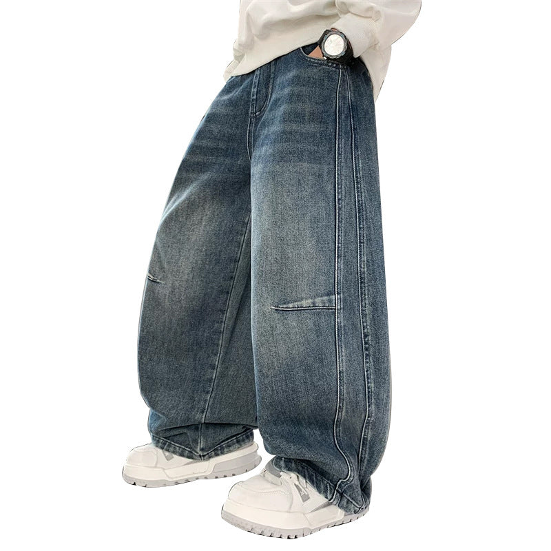 Children's Jeans Fashionable Spring Trousers Big Boys Straight Children's Pants