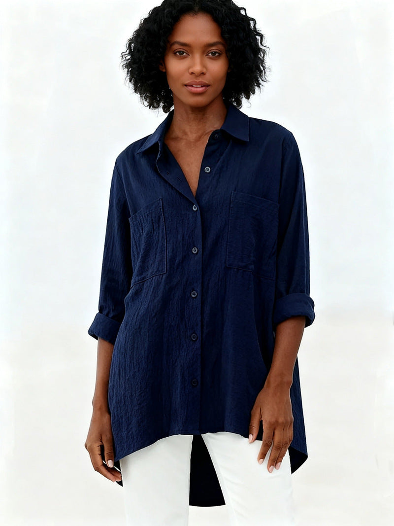 Women's Loose Cotton Linen Shirt Long Sleeve Tops