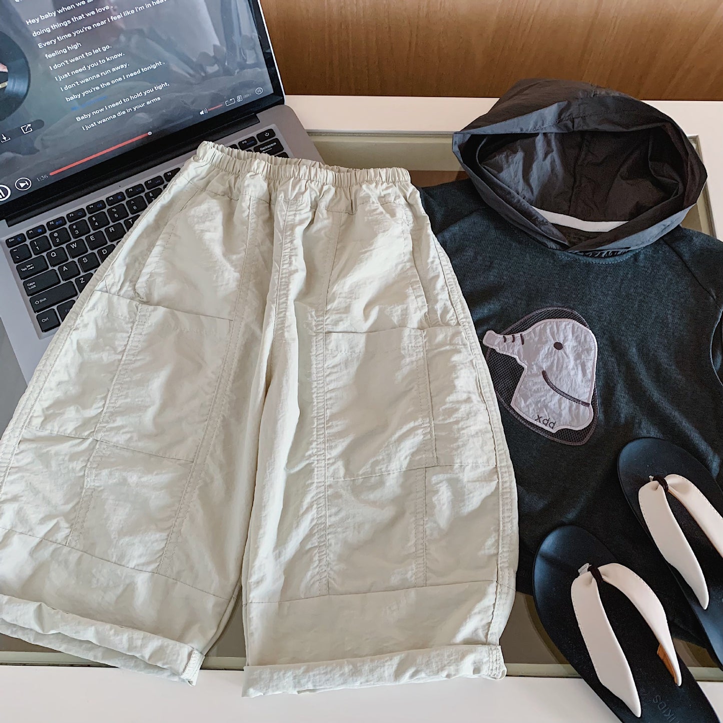 Children's Casual Summer Stitching Solid Color Trousers Loose Children's Pants