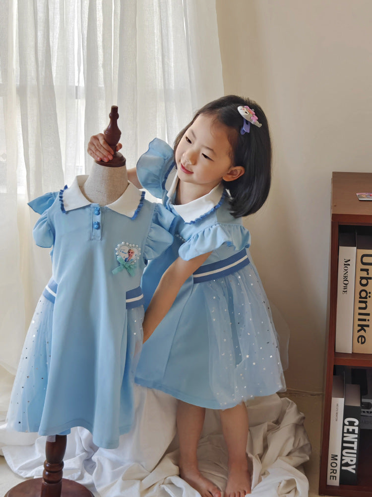 Children's Clothing Summer Princess Elsa Short-sleeved Pettiskirt Performance Children's Dress