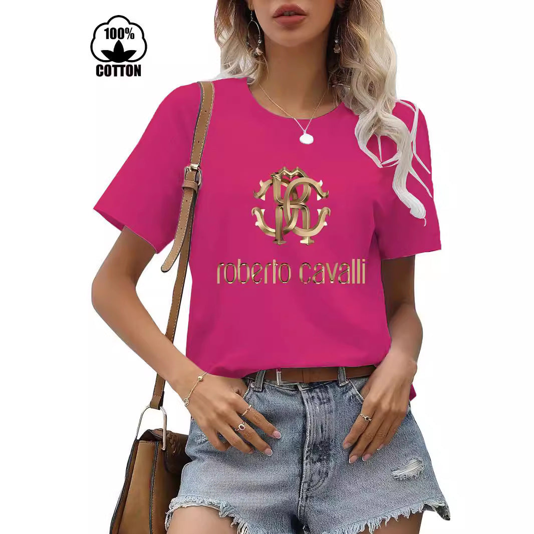 Women's Cotton Short-sleeved Round Neck Print Women's T-shirt