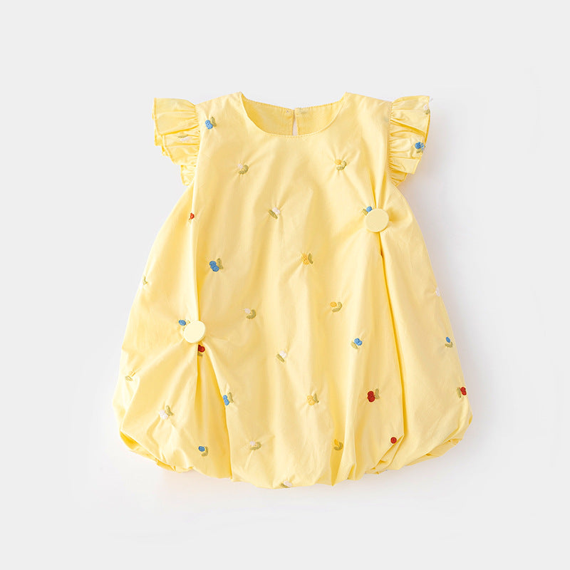 Flounced Sleeve Bud Skirt Style Princess Children's Dress