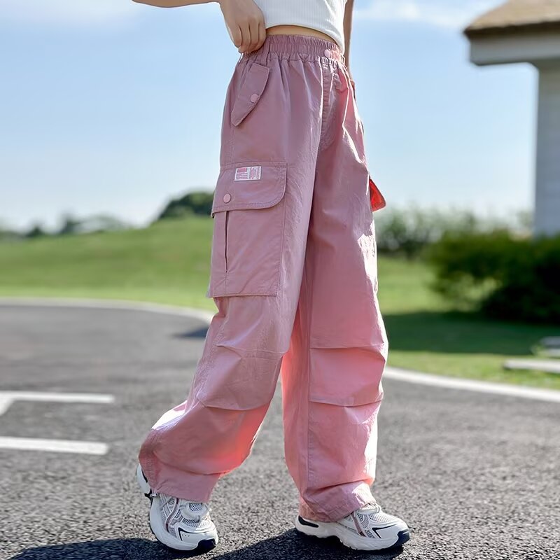 Children's Overalls Thin Casual Middle Big Summer Straight Children's Pants