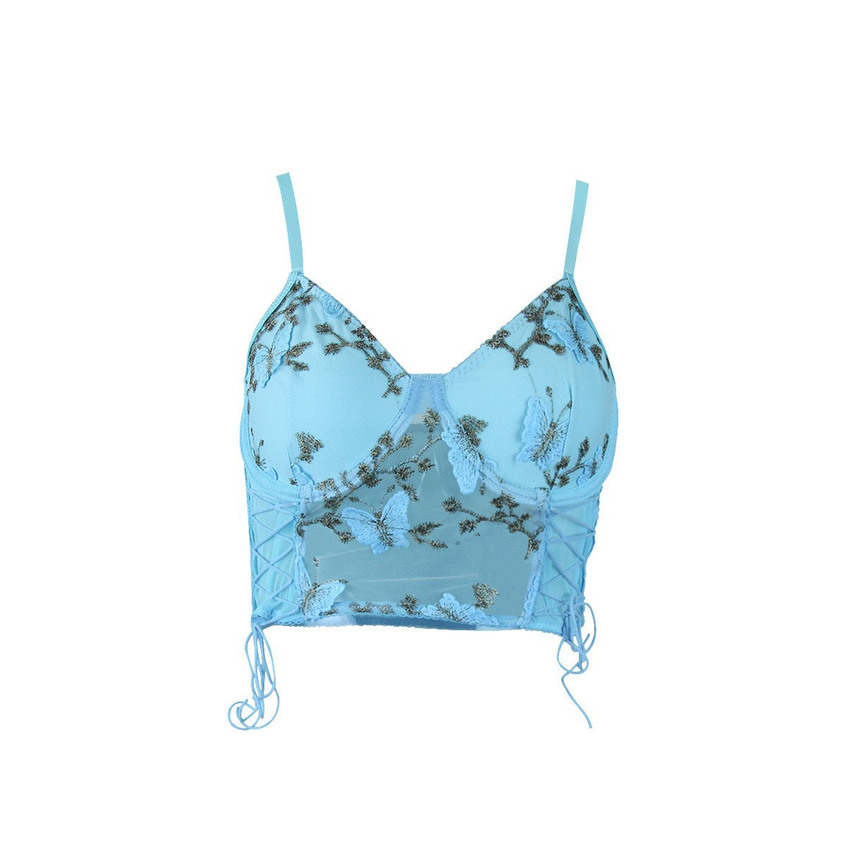 Women's Bra Butterfly Embroidery Stitching With Steel Ring Vests