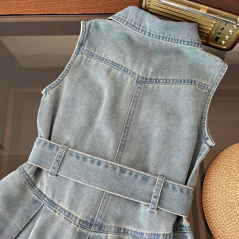 Children's Sleeveless Western Style Summer Denim Little Children's Dress